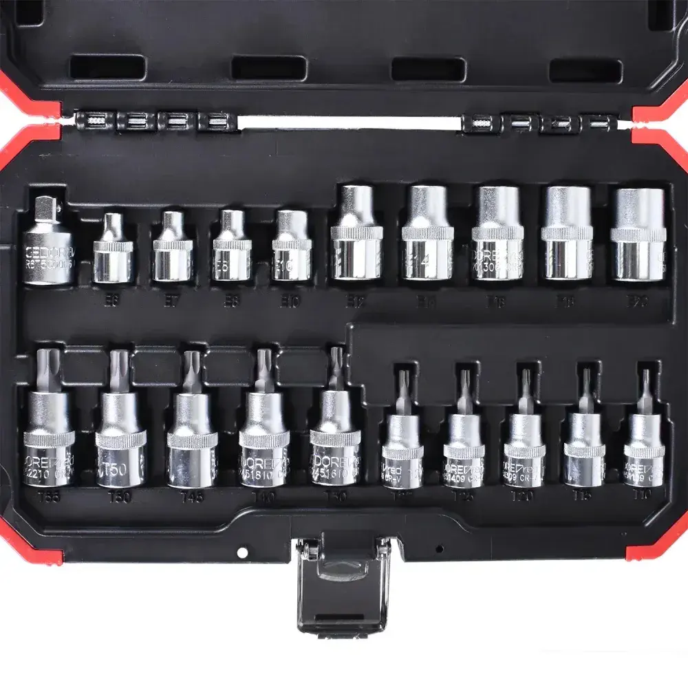 Jogo de soquetes 3/8 mais 1/2 tx com 20PCS Gedore red — fotografia 11
