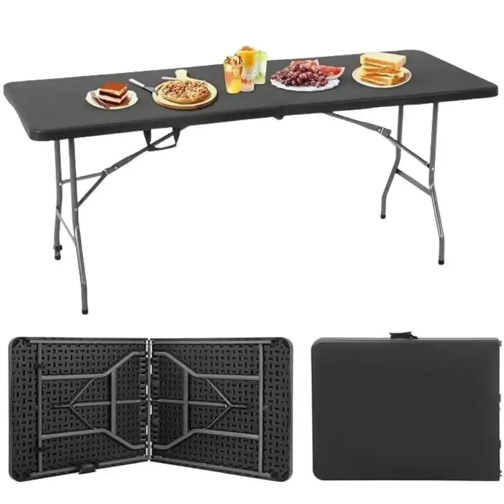 Mesa Dobrável Vira Maleta com Alça 180 × 70 CM Portátil até 150 KG ZELT Branco — fotografia 4