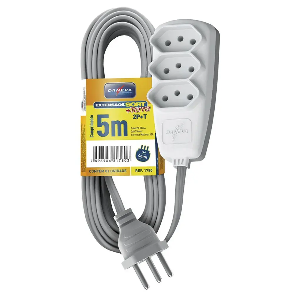 Extensão elétrica pp Daneva 3X0,75MM 5M gelo