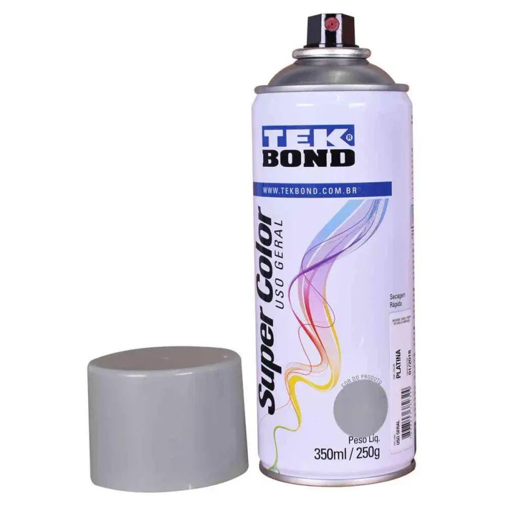 Tinta spray uso geral platina 350ML Tekbond — fotografia 2
