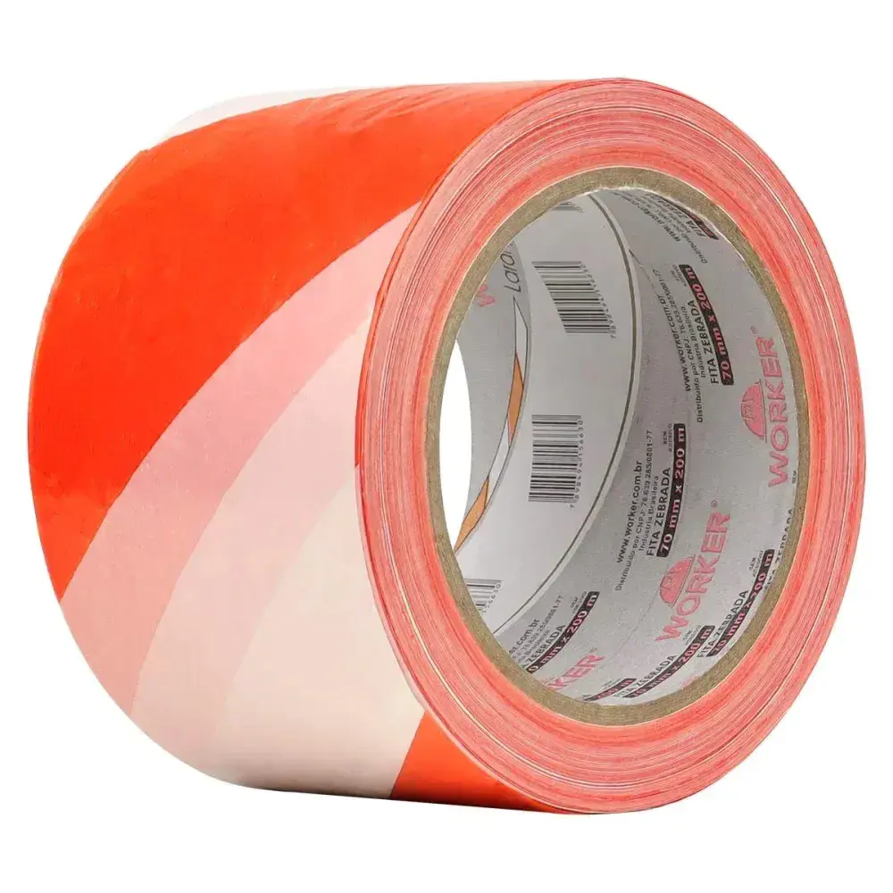 Fita zebrada para demarcação 7CMX200 laranja e branco Worker