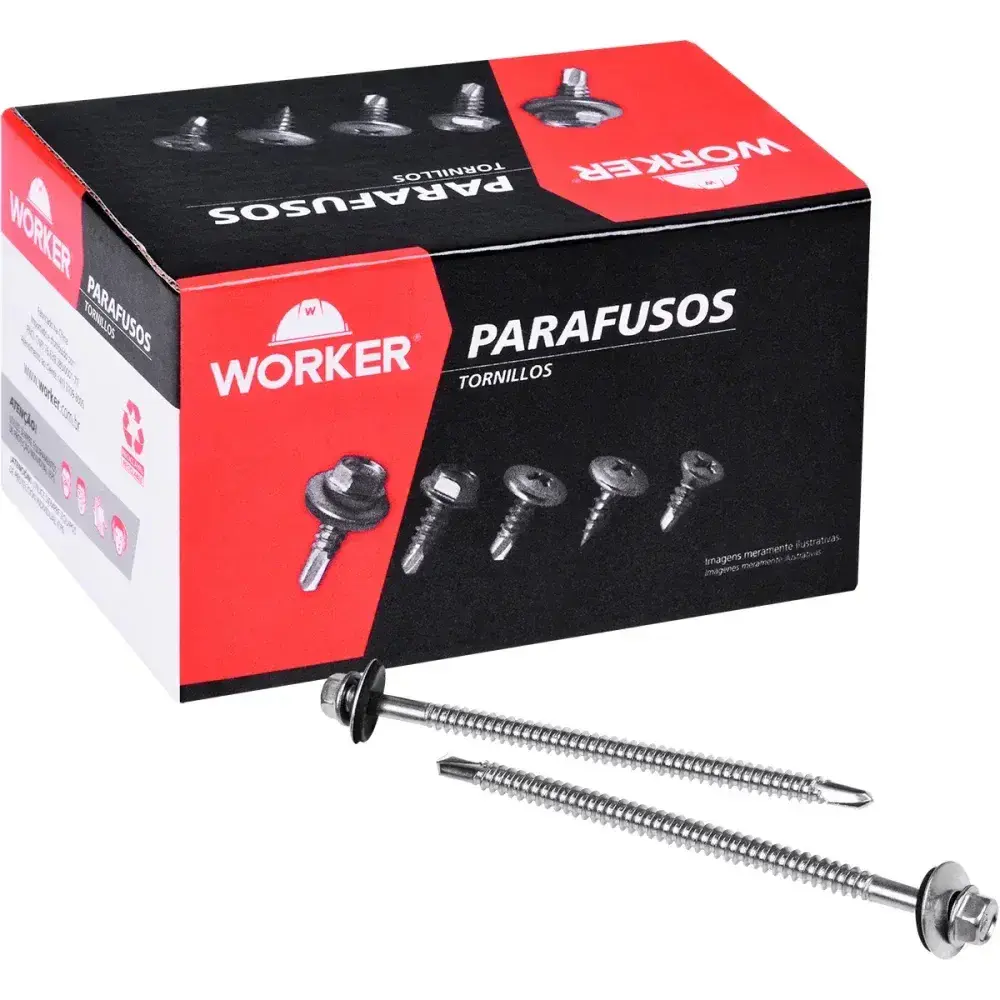 Parafuso ponta broca cs inox 5,5MMN°12 100 peç Worker — fotografia 6