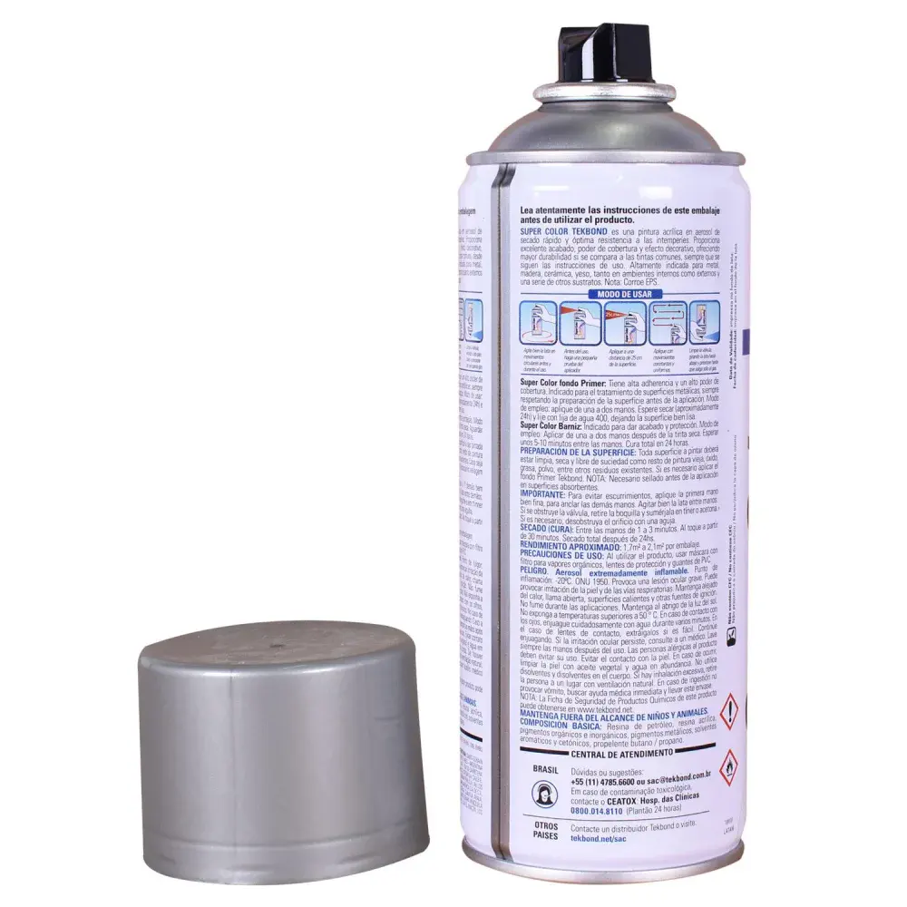 Tinta spray uso geral alumínio 350ML Tekbond — fotografia 3