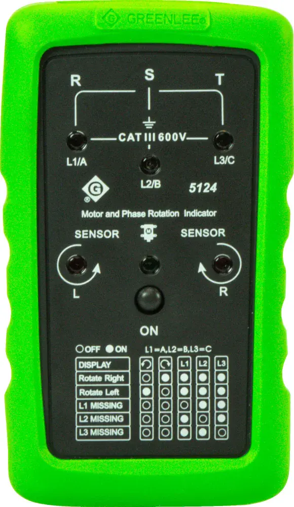 Medidor de sequência de fases e rotação 120V a 600V ac Greenlee