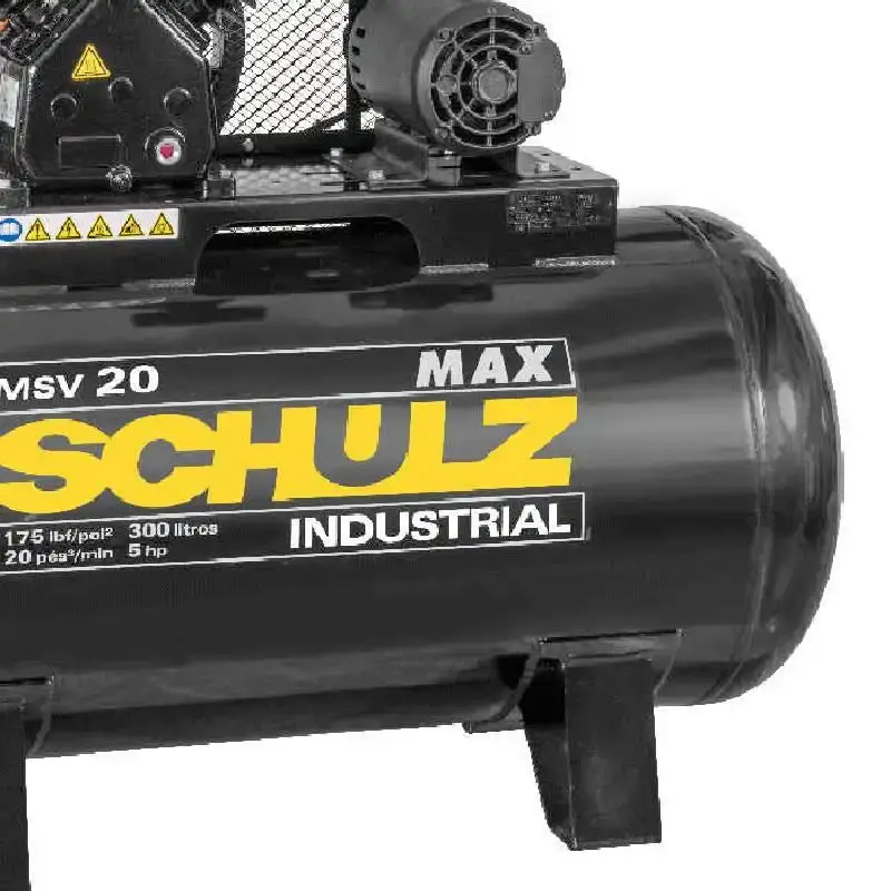 Compressor de ar 5,0 HP 20 pés 300 litros trifásico max MSV 20/300 Schulz — fotografia 4