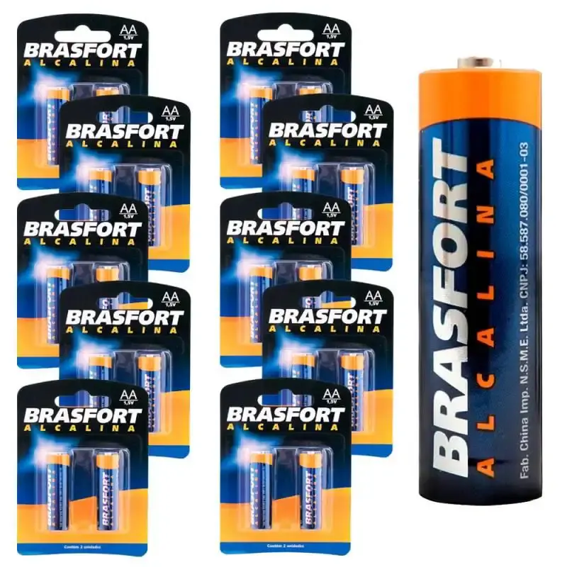 Pilha alcalina pequena AA 1.5V kit com 20 unidades Brasfort — fotografia de referência