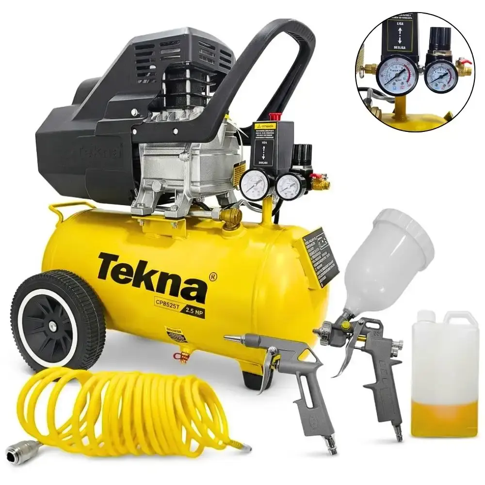 Compressor de ar 2,5HP 8 pés 22L lubrificado CP8525T com kit Tekna 110 V