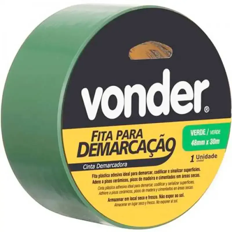 Fita para Demarcação de Solo VERDE 48 MM x 30 Metros VONDER — fotografia 3