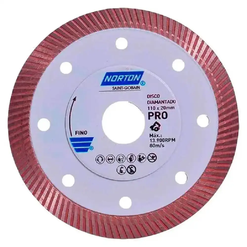 Disco diamantado 4.3/8 POL para porcelanato turbo pro Norton — fotografia de referência