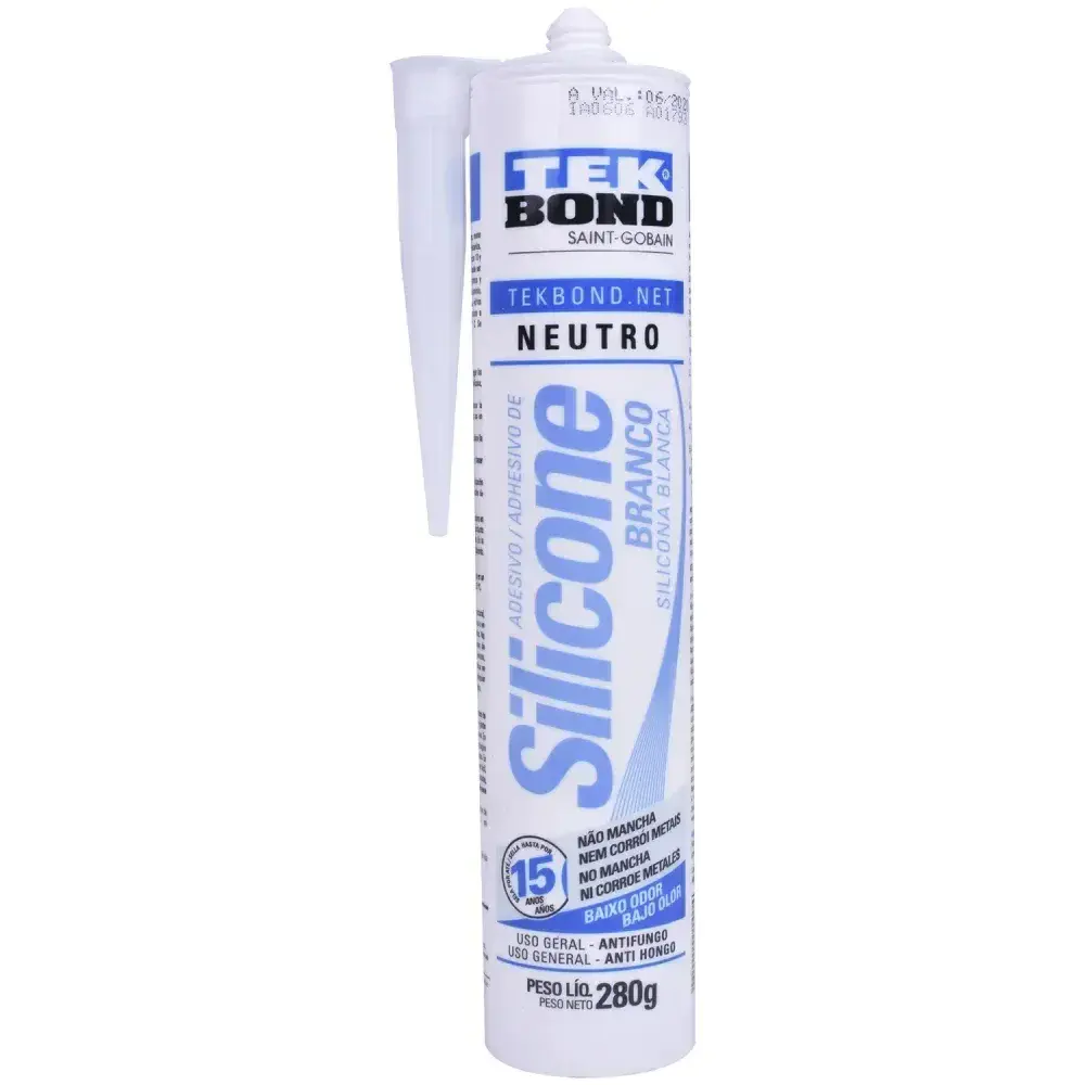 Silicone neutro branco tubo 280GR Tekbond — fotografia 8