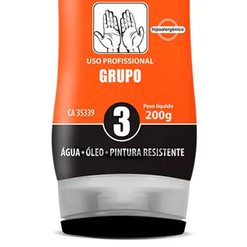 Creme protetor para mãos - luva química - grupo 3 (Água - óleos - pintura) 200 GR bisnaga Nutriex — fotografia 3