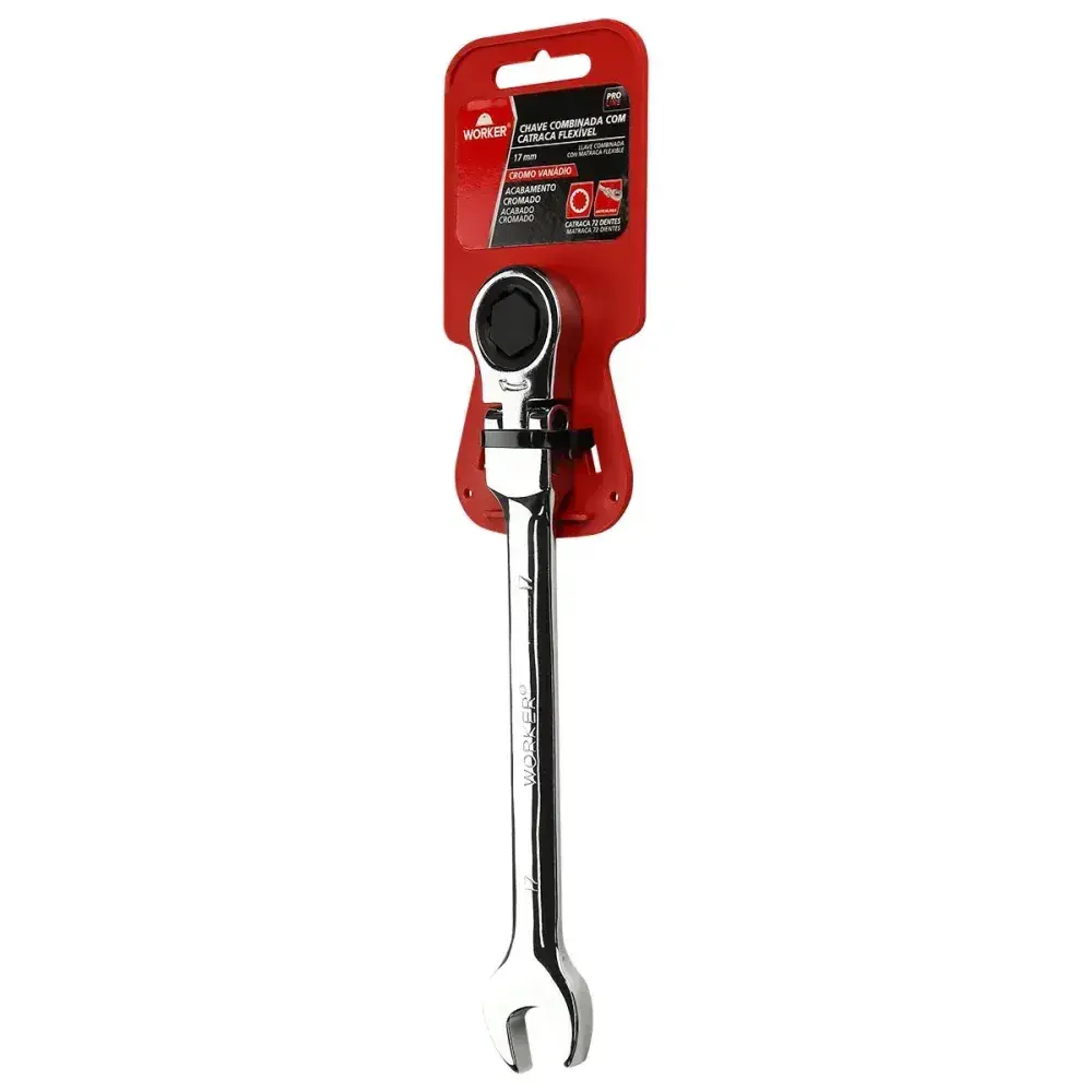 Chave combinada com catraca e cabeça flexível 17MM Worker — fotografia 5