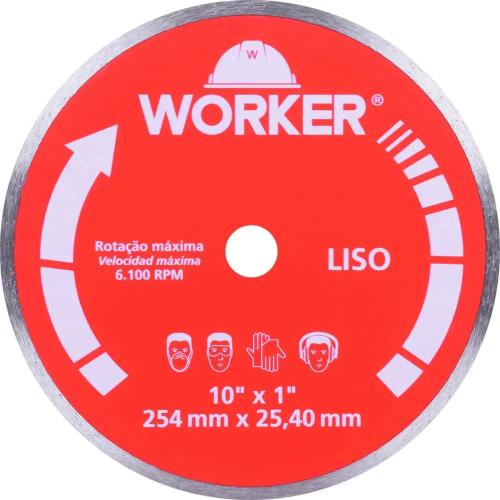 Disco de corte diamantado liso 10” - 254X25,40MM Worker — fotografia 3