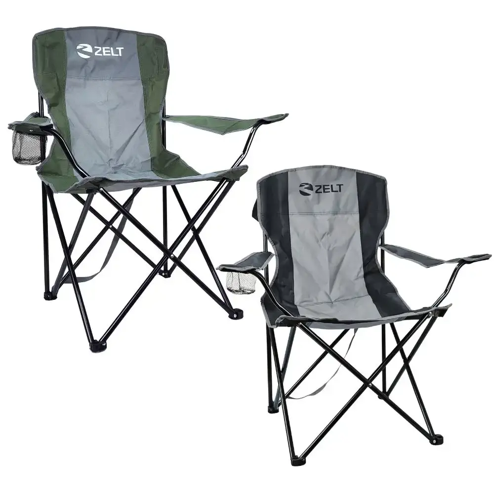 Cadeira camping araguaia 120 KG com braço e porta copo Zelt Preto