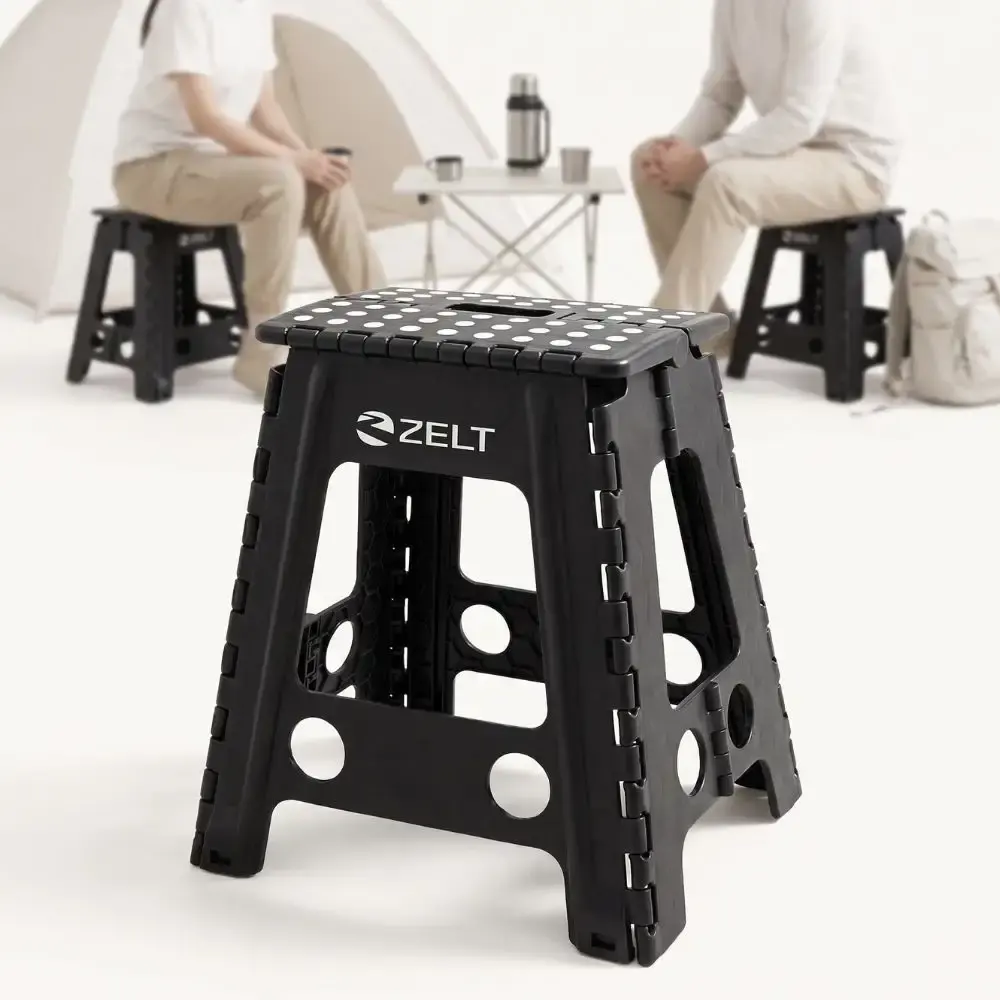 Banqueta Plástica Multiuso Portátil Dobrável 40 x 35 x 45 cm até 150 kg ZELT