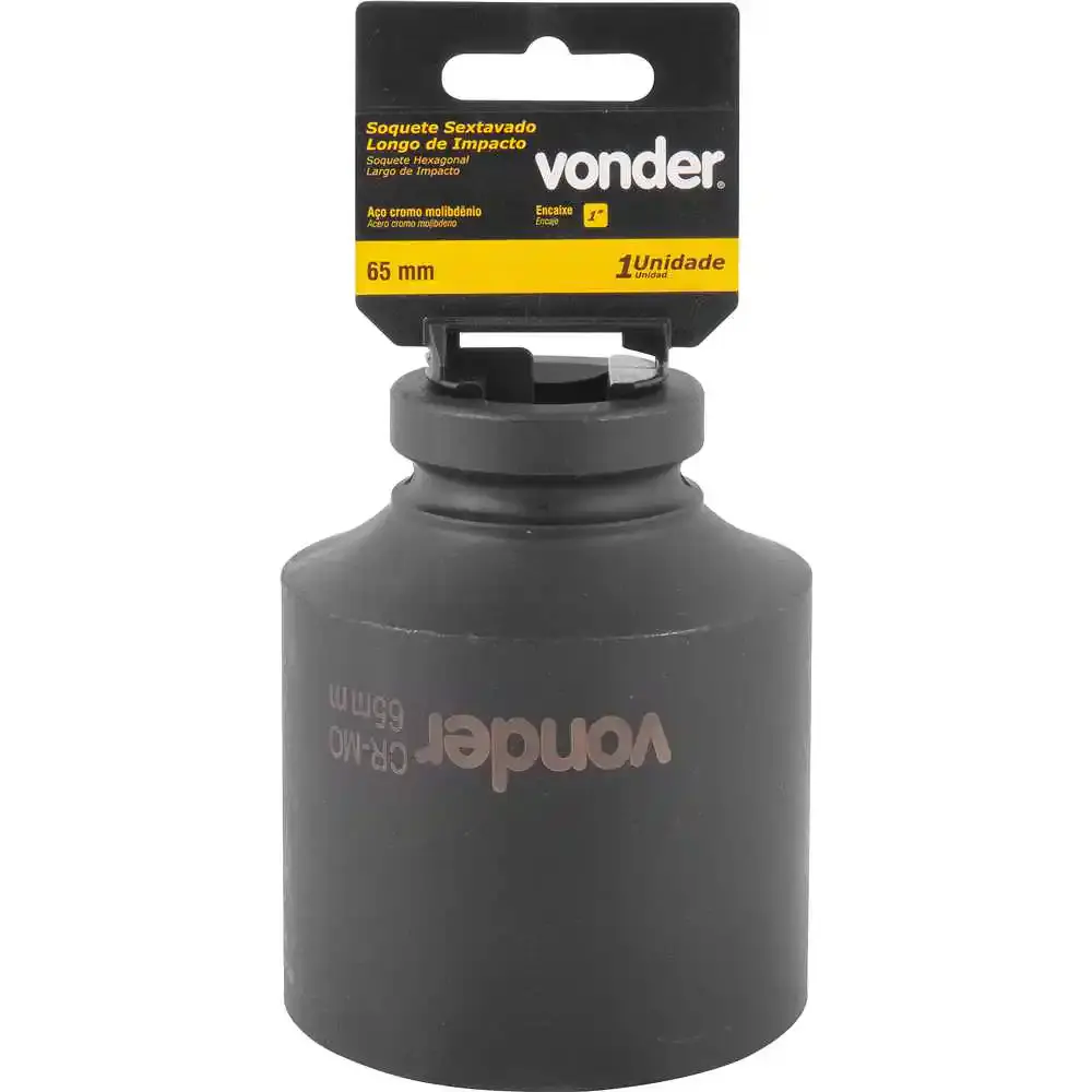 Soquete sextavado de impacto longo encaixe 1 POL 65 MM Vonder — fotografia 3