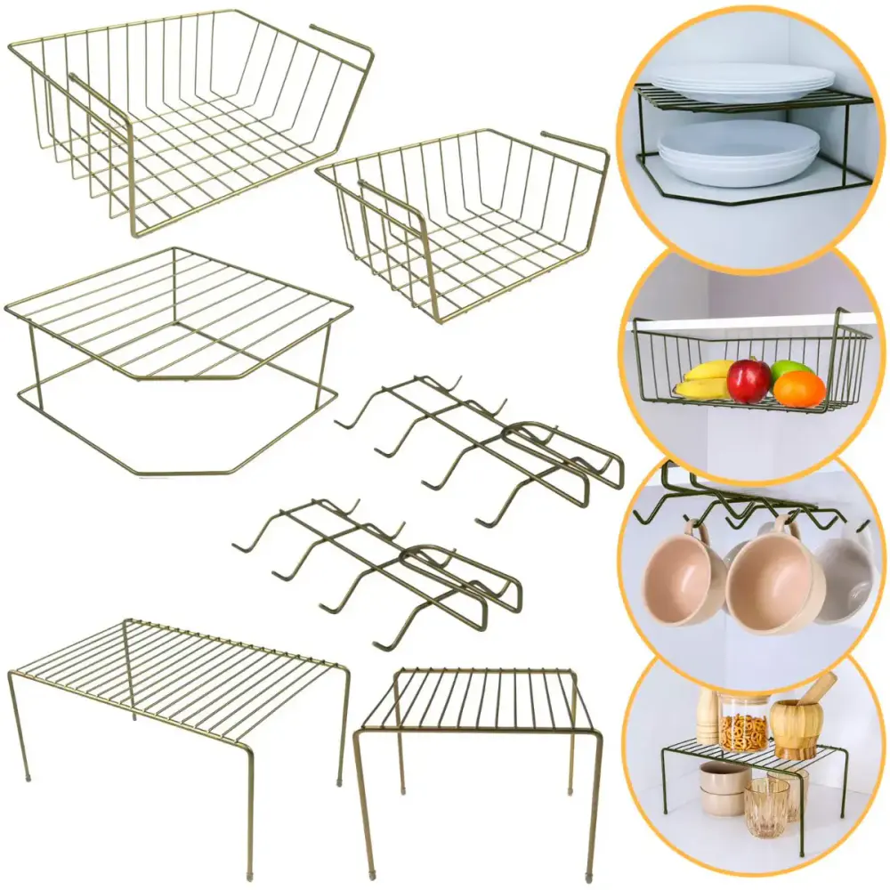 Kit organizador para armário com 7 peças viena verde oliva | 02 BEL BEL FIX