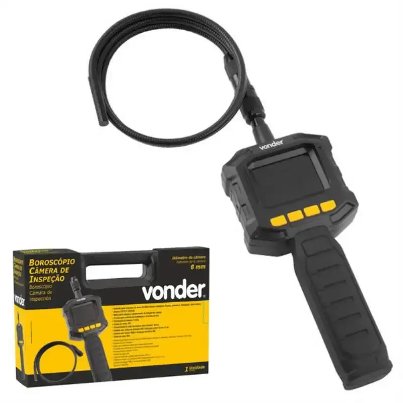 Câmera de inspeção boroscópio 8 MM display 2.4 POL Vonder