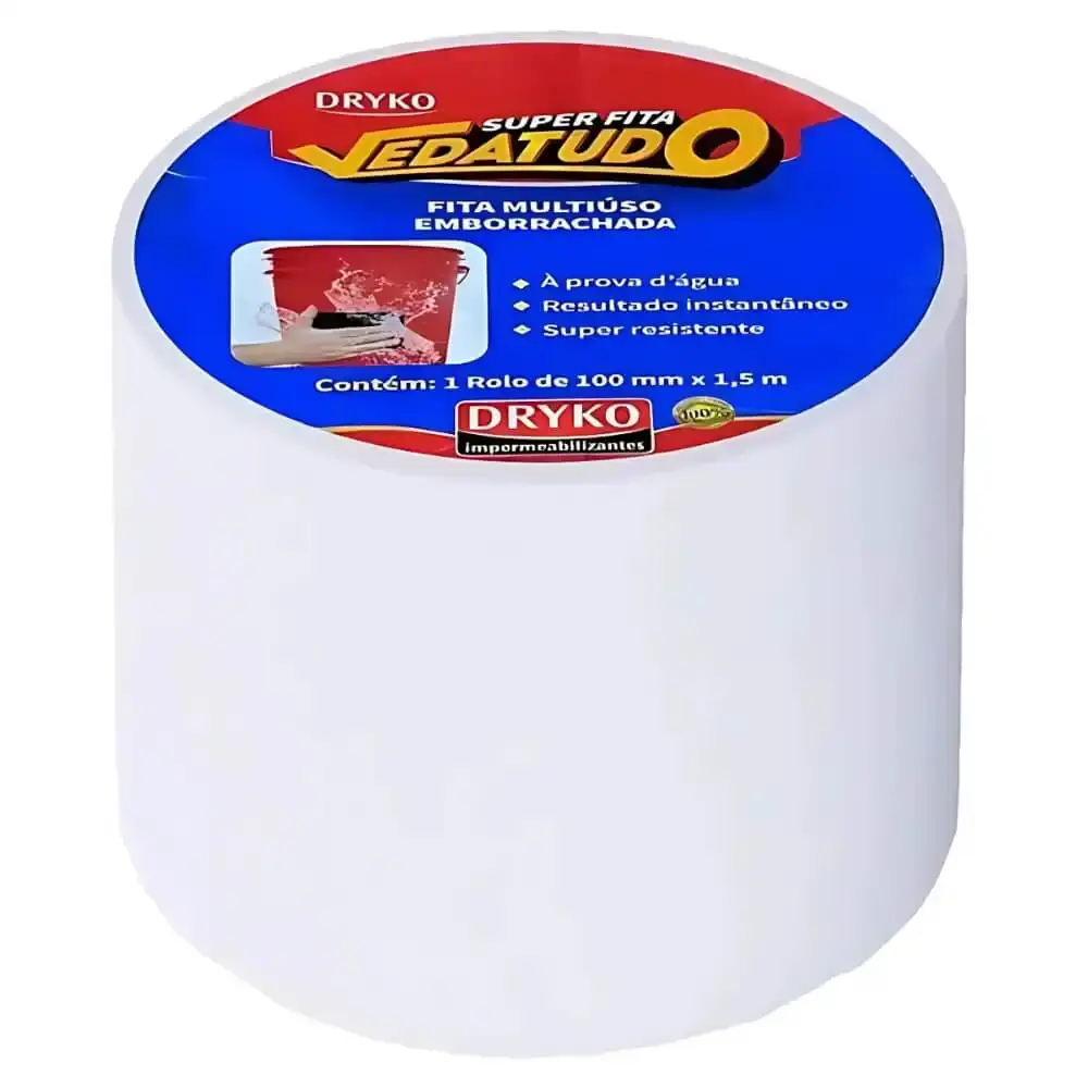 Fita Adesiva Emborrachada VEDATUDO 10CM x 1,5M Branca ULTRADRYBCO-CX DRYKO — fotografia 3