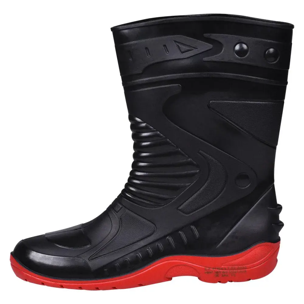 Bota pvc preta/vermelha motociclista cano médio N°41 Worker — fotografia 4