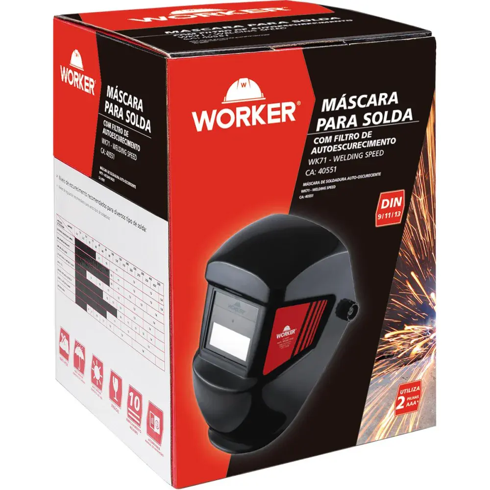 Máscara para solda autoescurecimento WK71 DIN9-13 Worker — fotografia 3