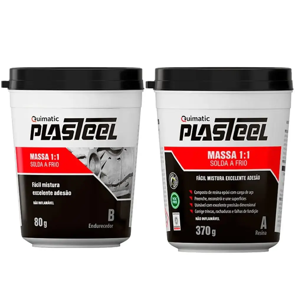Massa epóxi plasteel solda a frio 1:1 450G PM1 Tapmatic