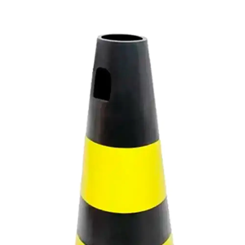 Kit 5 cone sinalizador rígido PLT de PVC amarelo e preto 50 CM Plastcor — fotografia 4