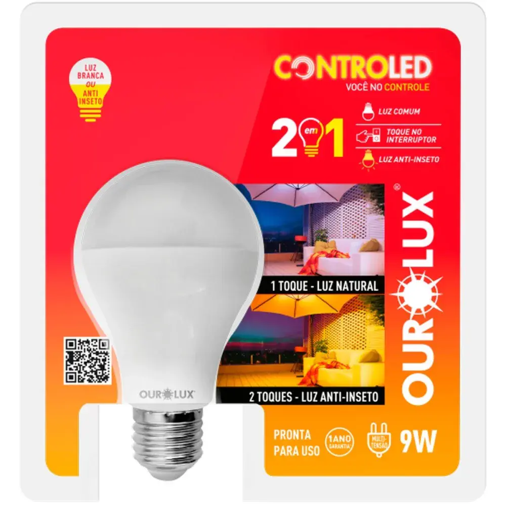 Lâmpada inteligente controled 2 em 1 anti-inseto 6500K 9W Ourolux