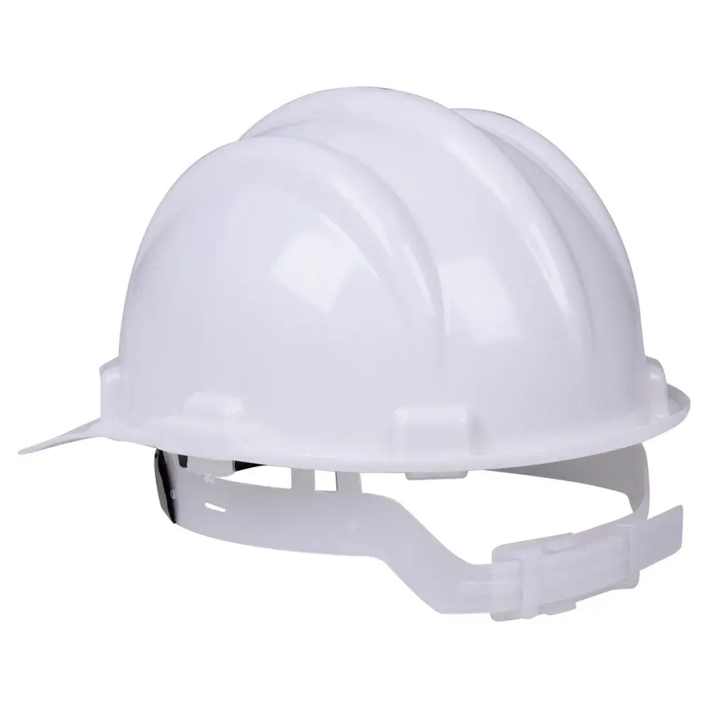 Capacete de proteção branco com carneira e aba frontal Worker — fotografia 3