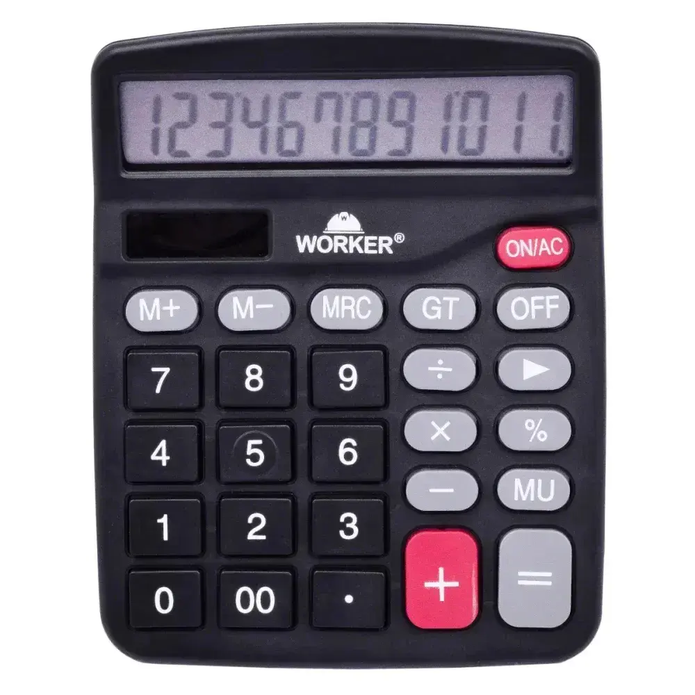 Calculadora de mesa eletrônica e solar 12 dígitos Worker — fotografia 4