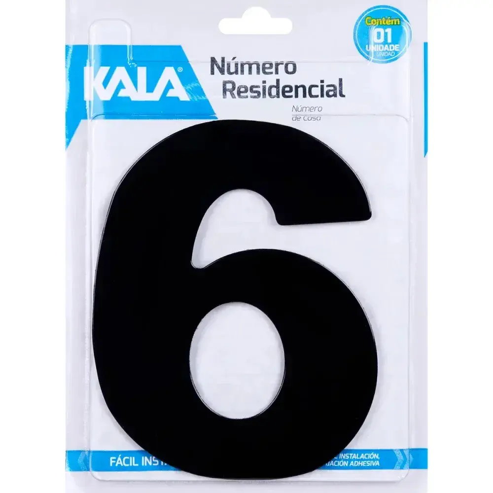 Número residencial N°6 preto 18,5CM Kala — fotografia 4