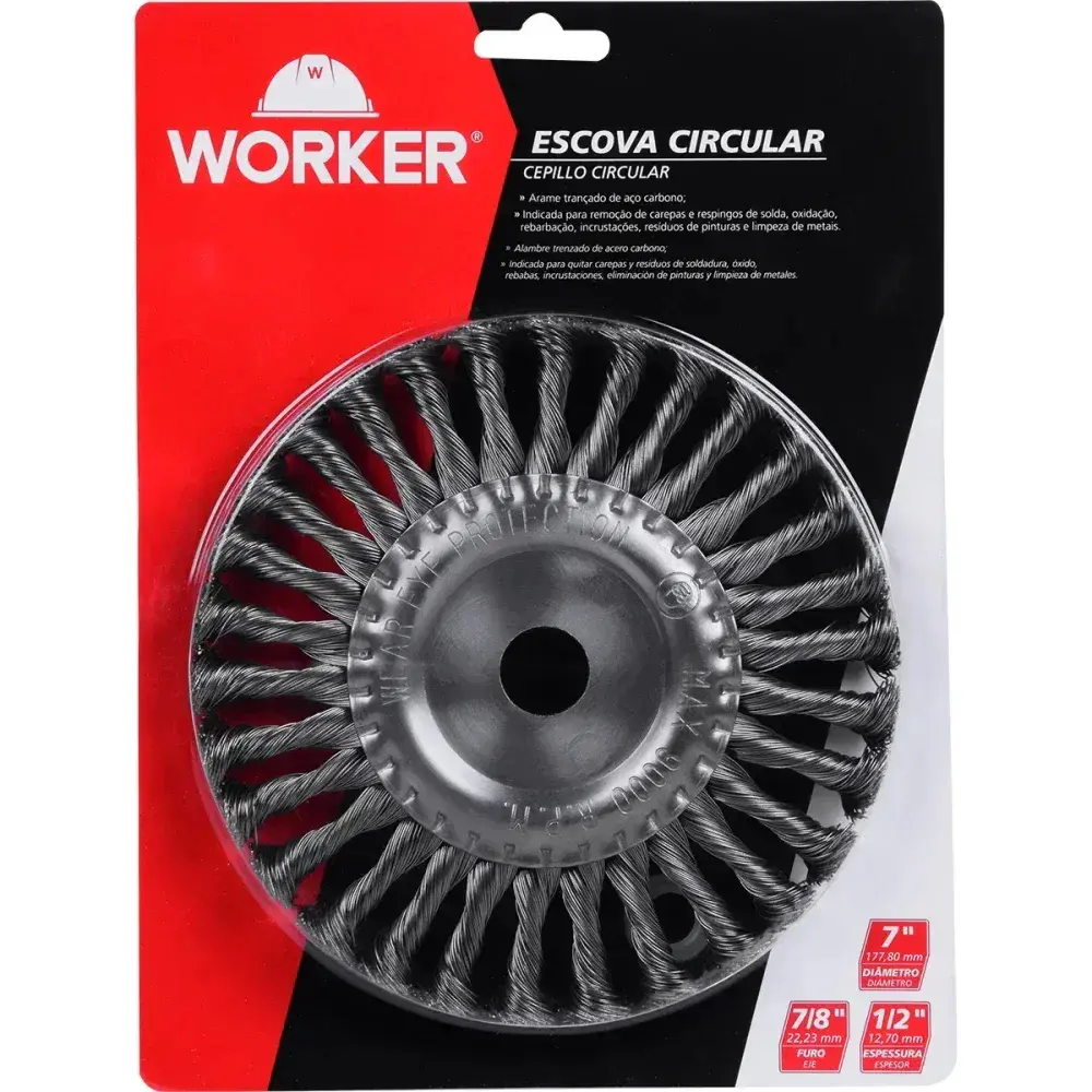 Escova circular torcida 7/8 aço carbono Worker — fotografia 5