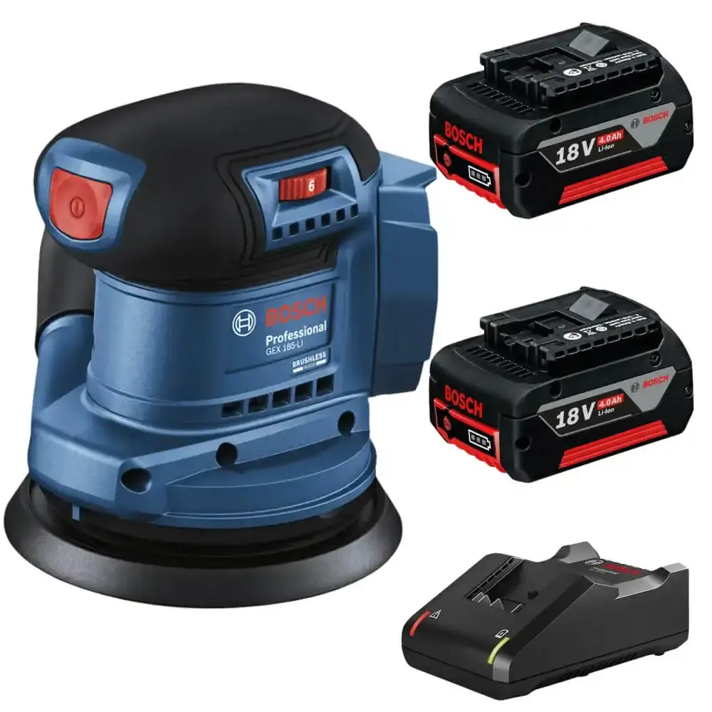 Lixadeira roto orbital 18V GEX 185-LI com 2 baterias 18V e carregador bivolt Bosch — fotografia 2