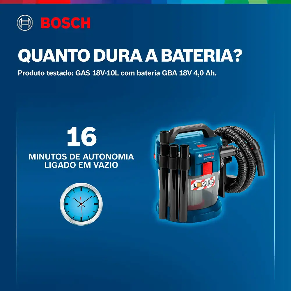Aspirador de pó à bateria 18V GAS 18V-10L sem bateria e sem carregador Bosch — fotografia 7