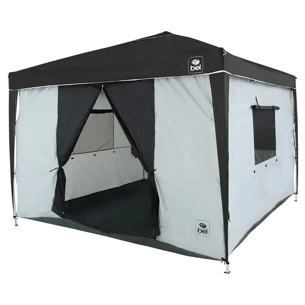 Barraca para Gazebo Dobrável 3 x 3 Metros Cinza e Preto BEL