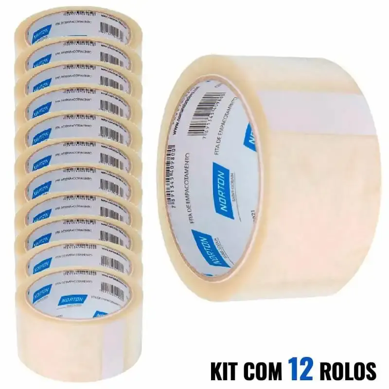 Fita para Empacotamento Transparente 48MM x 45 Metros Kit 12 Rolos NORTON — fotografia 2