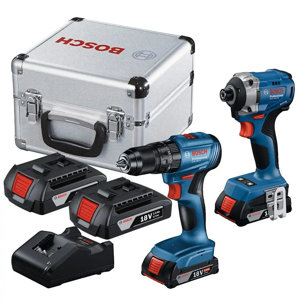 Parafusadeira de impacto GSB 185-LI com parafusadeira de impacto GDR 18V-215 com maleta e 2 bat. Bosch — fotografia de referência