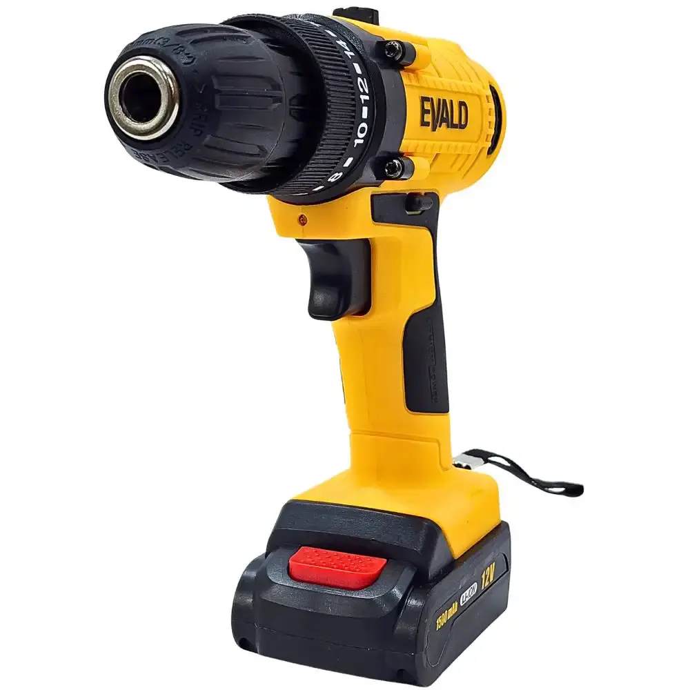 Parafusadeira furadeira bateria 12V com maleta e kit 136 peças bivolt Evald — fotografia 2