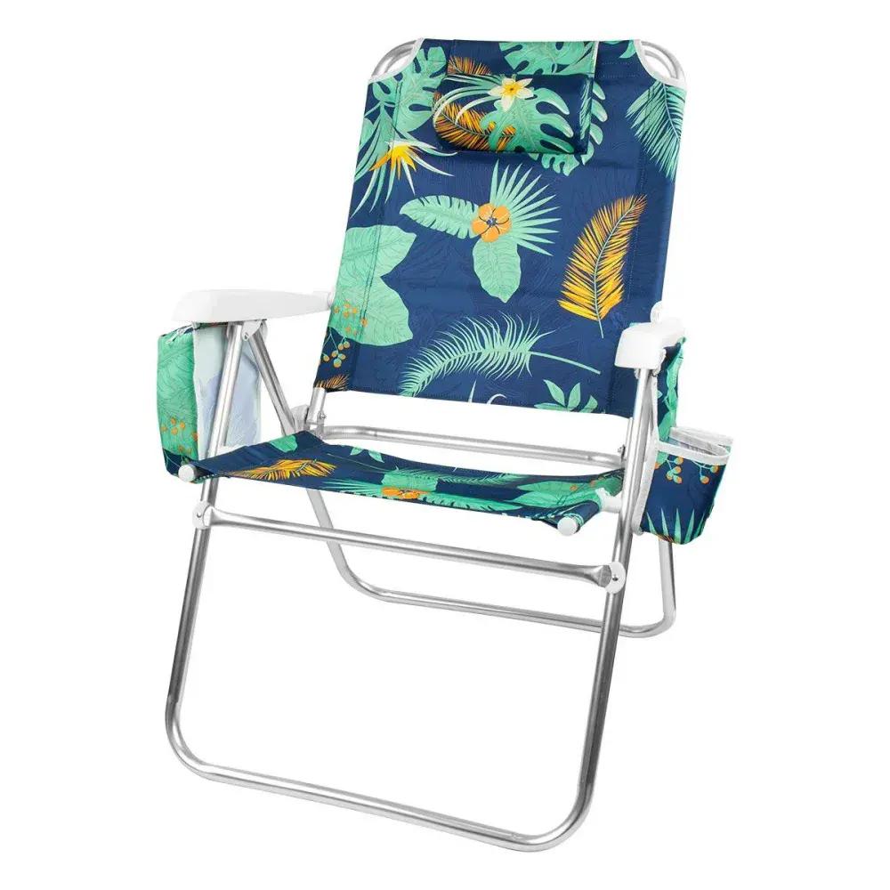 Cadeira de praia alta havaí com porta copos da Kala