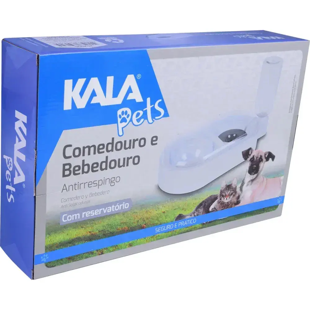 Tigela antirrespingo pets para ração e água branca 1,5L Kala — fotografia 8