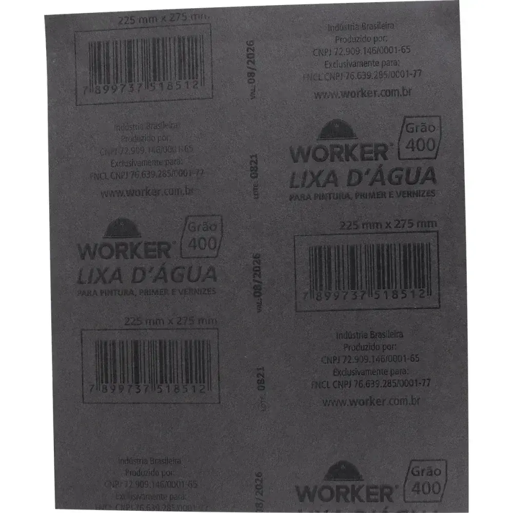 Lixa dágua para acabamento grão 400 225X275MM Worker — fotografia 8