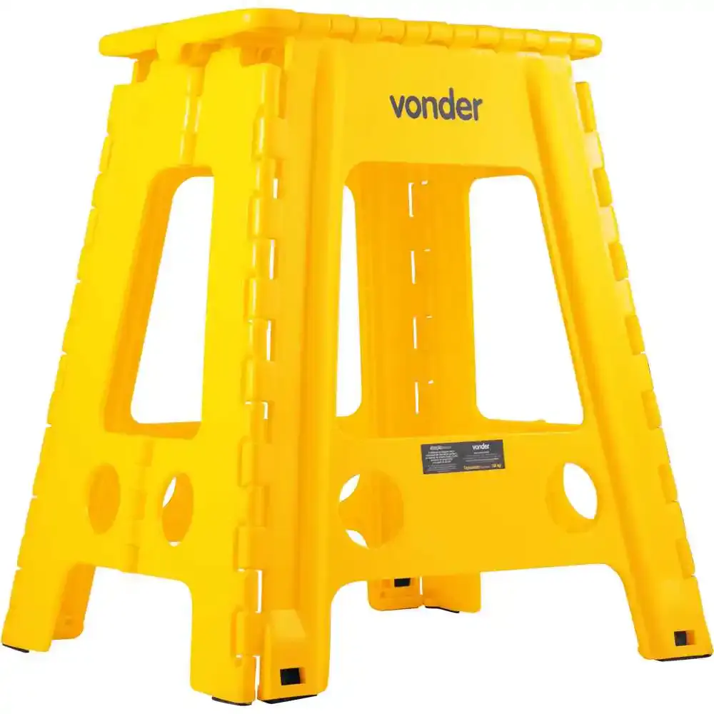 Banqueta plástica dobrável amarela 45CM Vonder — fotografia 7