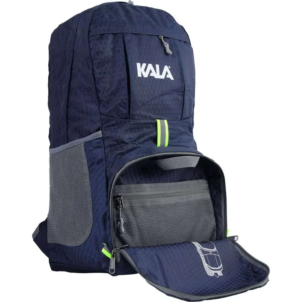 Mochila ultra compacta em poliéster azul 30L Kala — fotografia 3