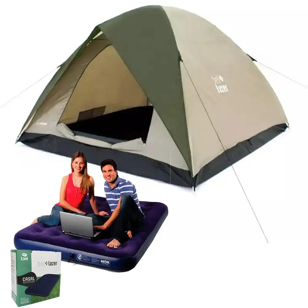 Kit Camping Barraca Araguaia Alta Premium até 5 Pessoas + Colchão Inflável de Casal