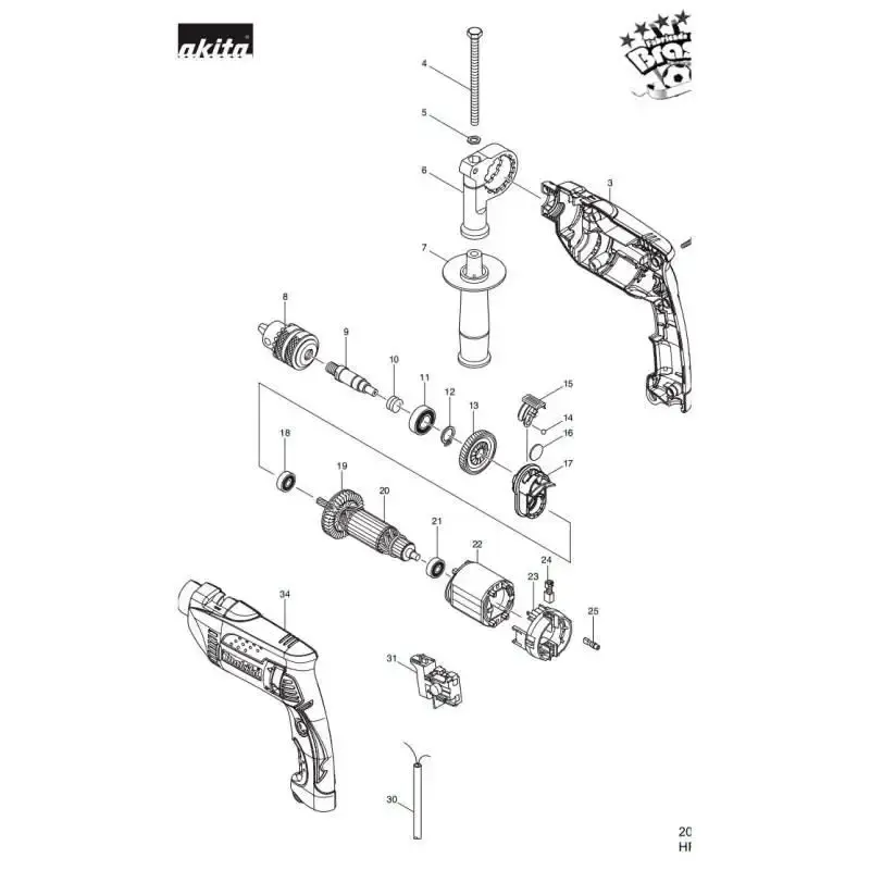 Interruptor para furadeira HP2014 / HP1640 bivolt 650570-5 Makita — fotografia 3