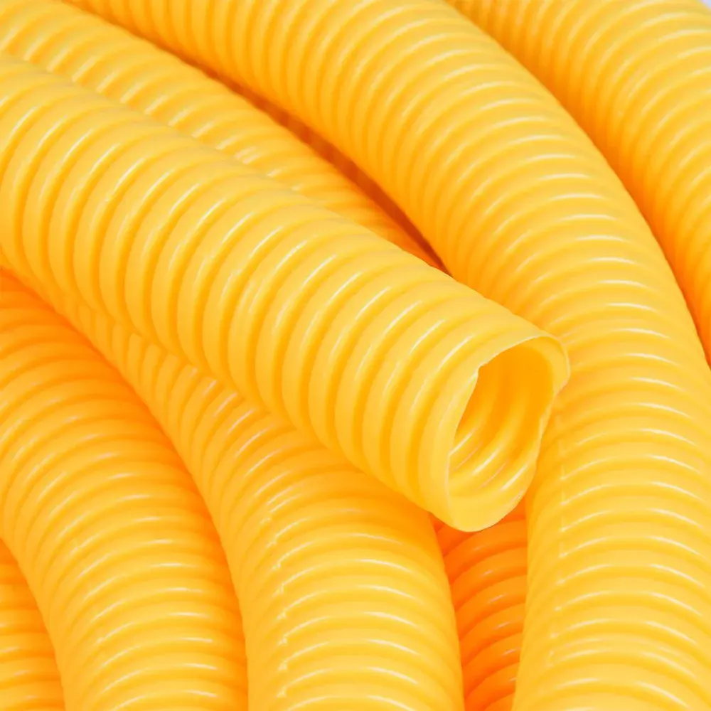 Eletroduto corrugado em pvc amarelo 25MMX50M Liege — fotografia 3