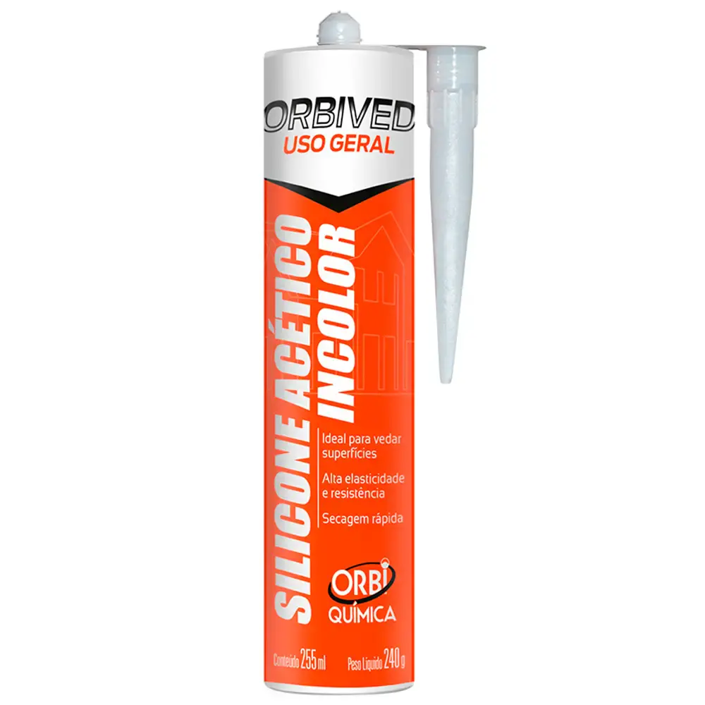 Silicone acético incolor tubo de 240G incolor 16694 Orbi