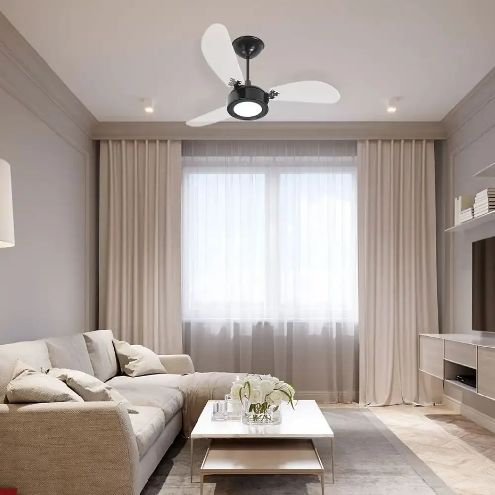 Ventilador de teto 3 pás 130W luminária LED várias cores cristal Venti-delta Branco 110 V — fotografia 5