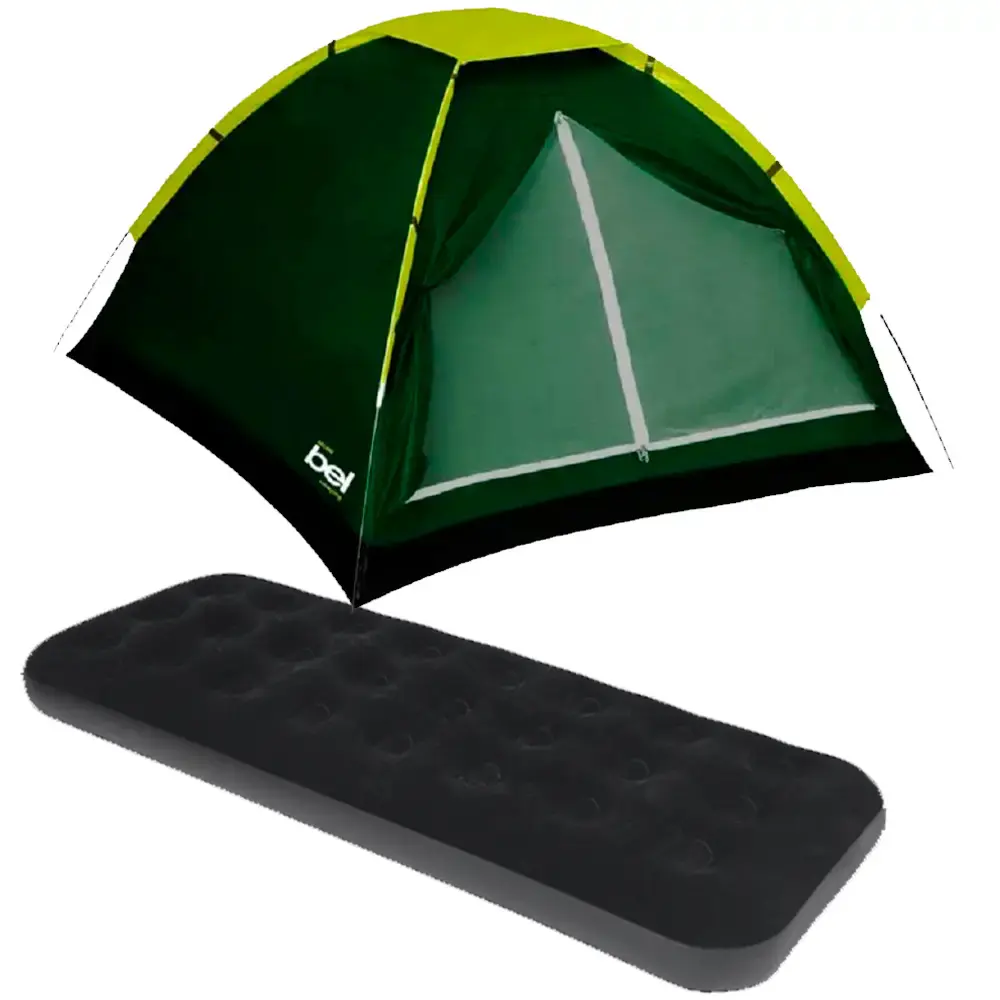 Barraca para Camping Iglu 2.0 x 2.0 Metros Até 4 Pessoas + Colchão Inflável Solteiro — fotografia de referência