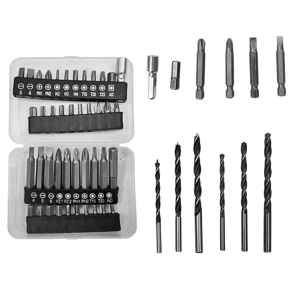 Parafusadeira furadeira bateria 21V com impacto, maleta, 2 baterias e kit 136 peças bivolt Evald — fotografia 7